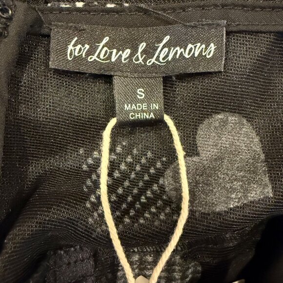 For Love and Lemons Alexandra Long Sleeve Mini Dress Black Hearts Size Small NWT - Picture 12 of 14